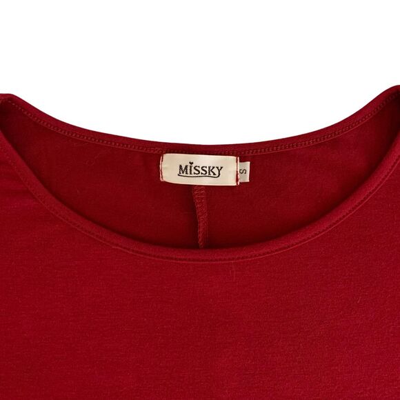 MISSKY Red Dresses for Women Short Sleeve Pocket Midi Swing Casual Summer Dress - Picture 7 of 9